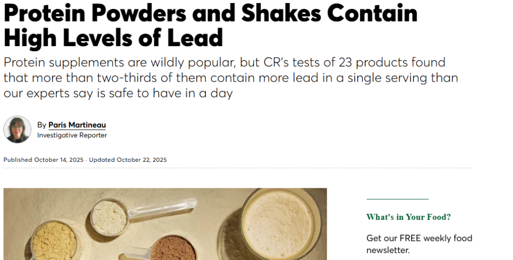 Consumer Reports Report on Protein Shake