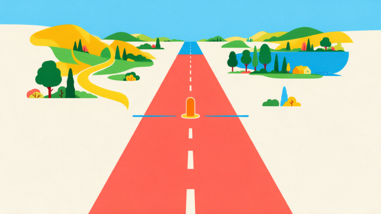 Illustration of a road with a marker showing a large stretch already travelled and a small stretch remaining